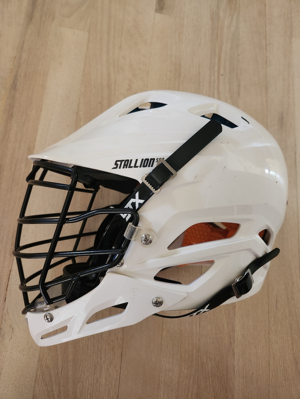 STX Stallion 500 Lacrosse Helmet Medium w/ Face Mask Cage & Chin Strap SCHUTT
